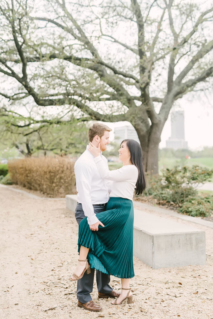 Eleanor Tinsley Park engagement session. Winter wedding at The Sam Houston Hotel in Downtown Houston with Christina Elliott Photography.