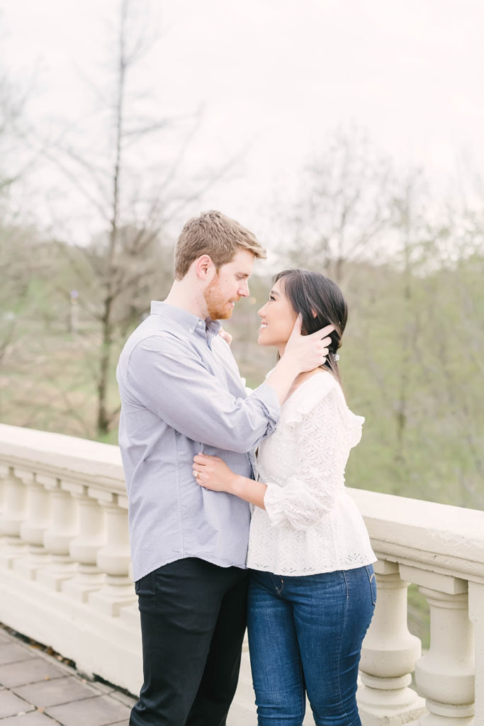 Downtown Houston Engagement Photo location at Eleanor Tinsley Park with Christina Elliott Photography. Houston wedding photographer. Sabine Street Bridge.