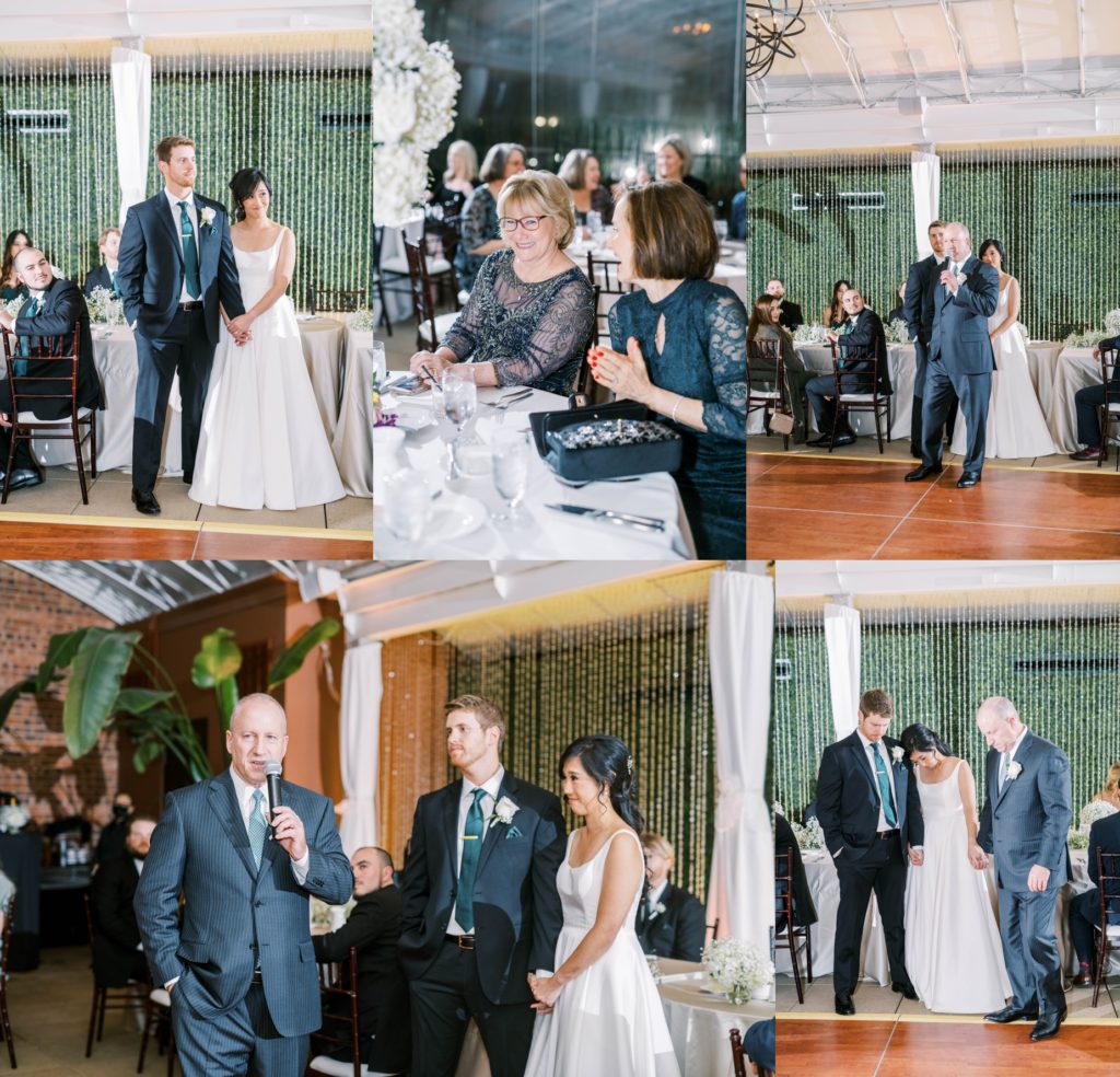 Christina Elliott Photography captures speeches given by the father of the bride at a luncheon. wedding speeches father of the bride wedding guests #christinaelliottphotography #thesamhoustonhotel #houstonweddings #TXweddingphotographer