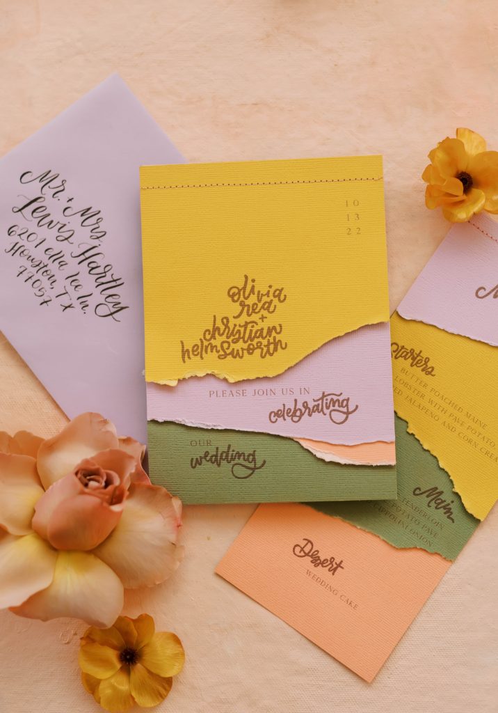 Unique colorful wedding announcement, notepad style by Christina Elliott Photography of the Houston area. unique wedding announcement #christinaelliottphotography #Houstonweddings #arrowheadhill #weddingphotographersHouston #springwedding #sayIdo