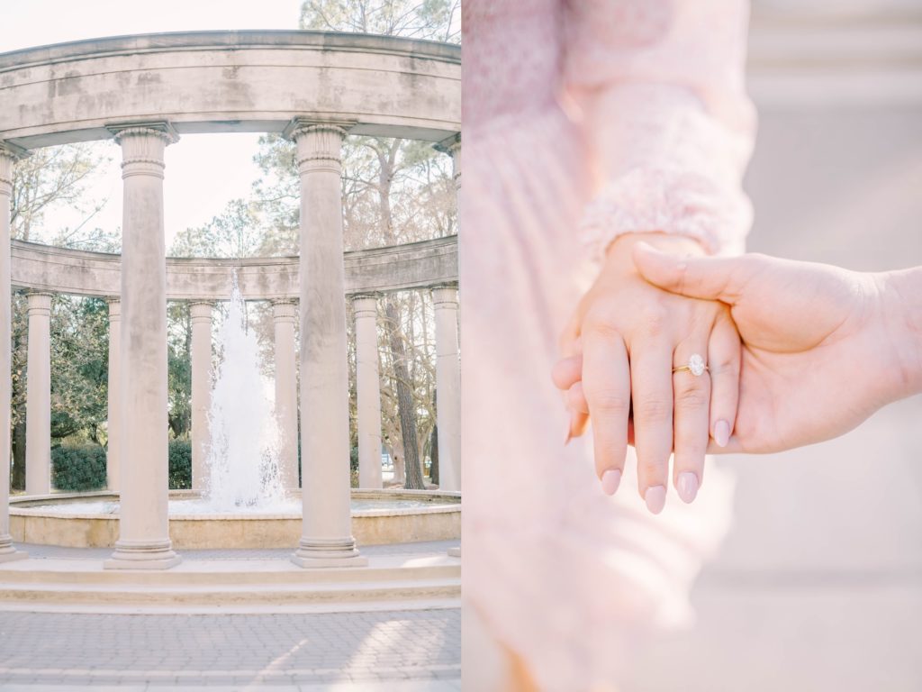 Christina Elliott Photography captures a wedding ring with bright and airy editing. bright airy Houston photographers #christinaelliottphotography #Houstonengagements #riceuniversity #springengagements #sayIdo #Houstonengagementphotographers