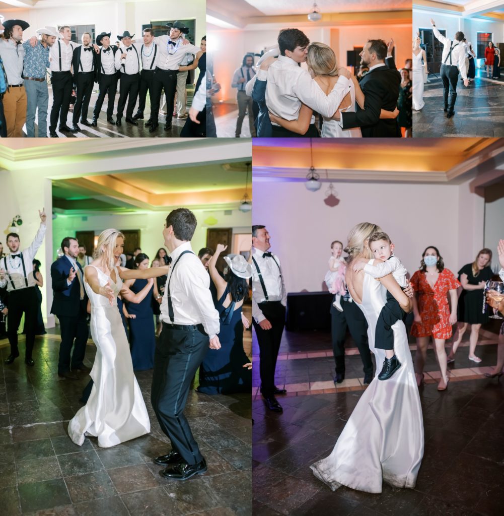 Christina Elliott Photography captures a couple dancing with guests at their wedding in Houston. dancing at wedding southern wedding #christinaelliottphotography #Houstonweddings #catholicchurchweddings #navyblue #sayIdo #Houstonweddingphotographers