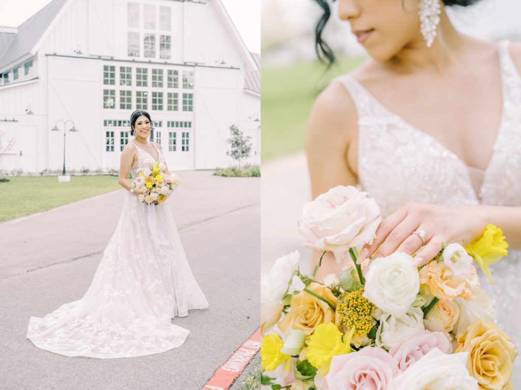 Spring wedding in Houston, Texas with pastel bridal bouquet by Christina Elliott Photography. spring Texas wedding The Springs #ChristinaElliottPhotography #ChristinaElliottWeddings #Houstonwedding #TheSpringsVenue #EastHoustonweddings #Mrs #Mr