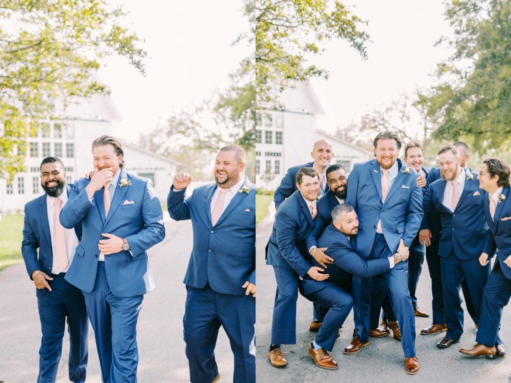 A group of groomsmen picks up the groom during an East Houston wedding by Christina Elliott Photography. groomsmen fun #ChristinaElliottPhotography #ChristinaElliottWeddings #Houstonwedding #TheSpringsVenue #EastHoustonweddings #Mrs #Mr