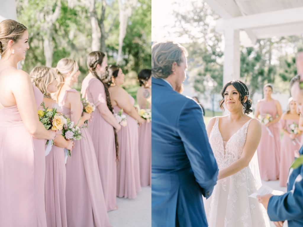Christina Elliott Photography captures a bride looking lovingly at the groom during the wedding ceremony. ceremony photography #ChristinaElliottPhotography #ChristinaElliottWeddings #Houstonwedding #TheSpringsVenue #EastHoustonweddings #sayIdo