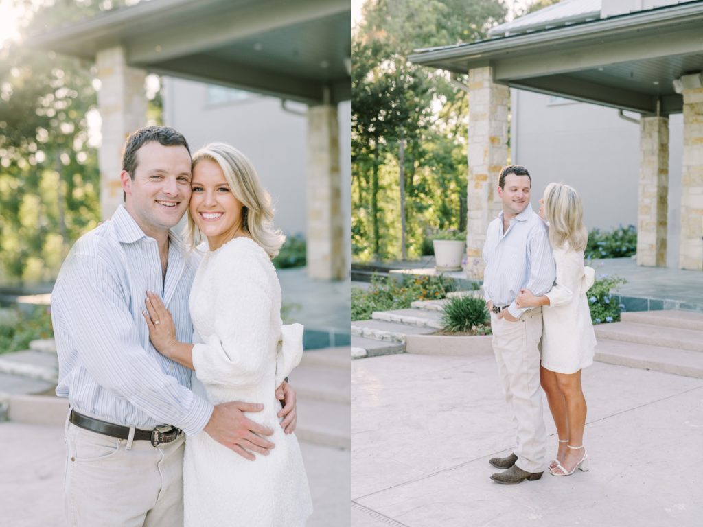 Cheek to cheek and engaged couple completely in love smiles in one another's arms by Christina Elliott Photography. summer wedding #ChristinaElliottPhotography #ChristinaElliottEngagements #LakeLivingston #summerengagements #Texasphotographer