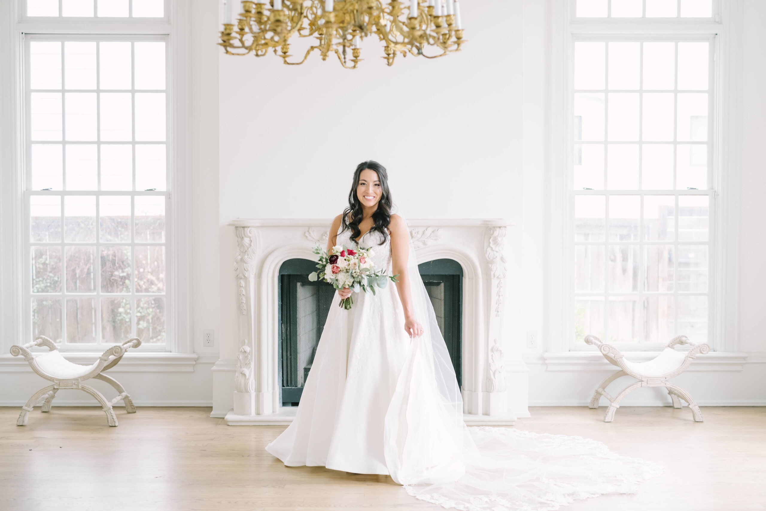 Indoor Houston bridal portrait session at The Creative Chateau