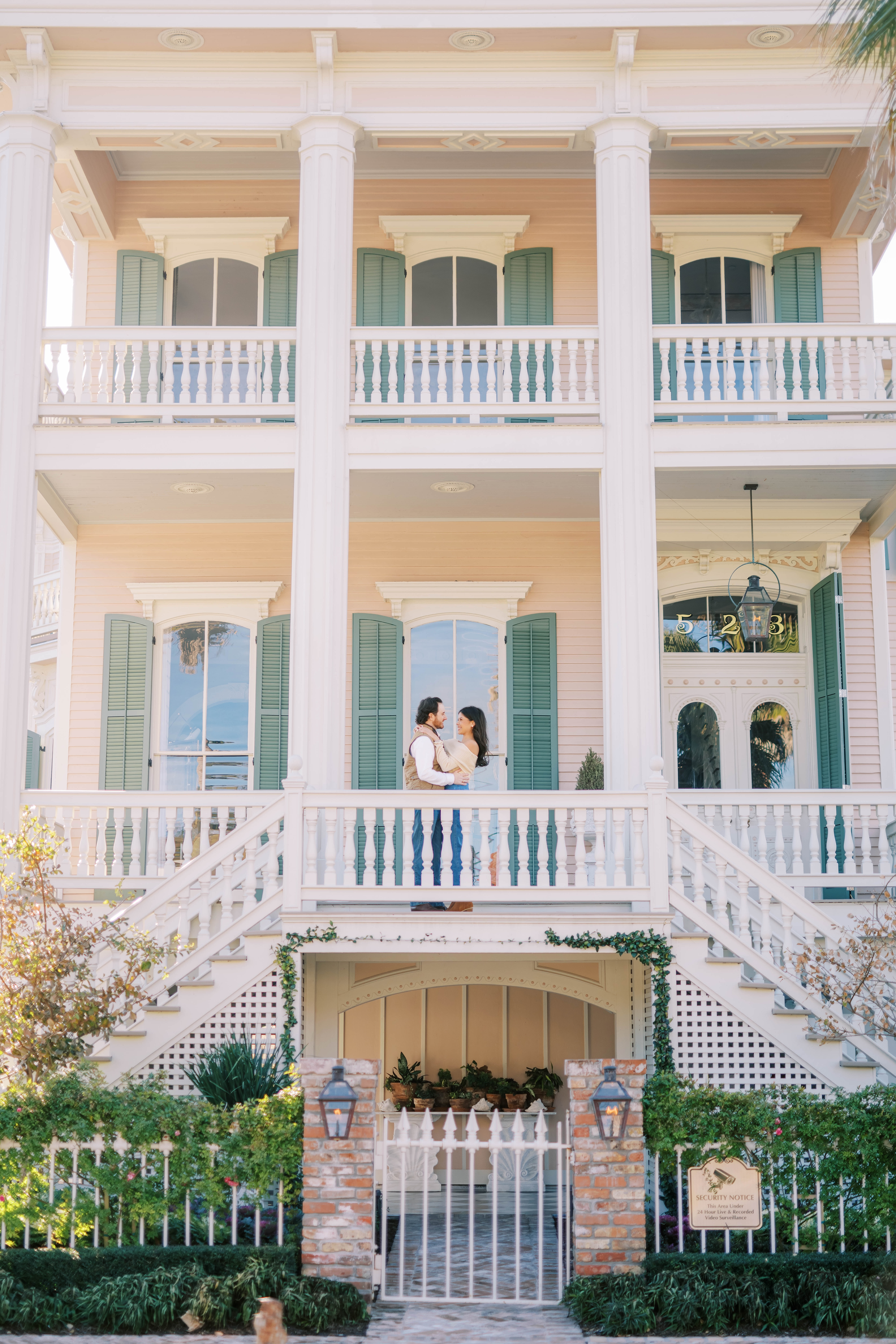 The historic 1874 Guest House in Galveston, TX engagement session.