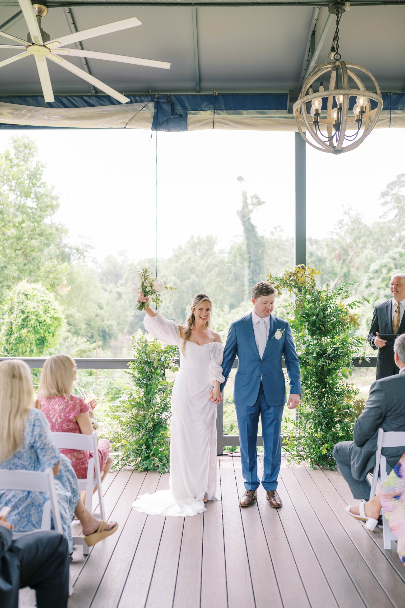 bride and groom heading to their wedding reception